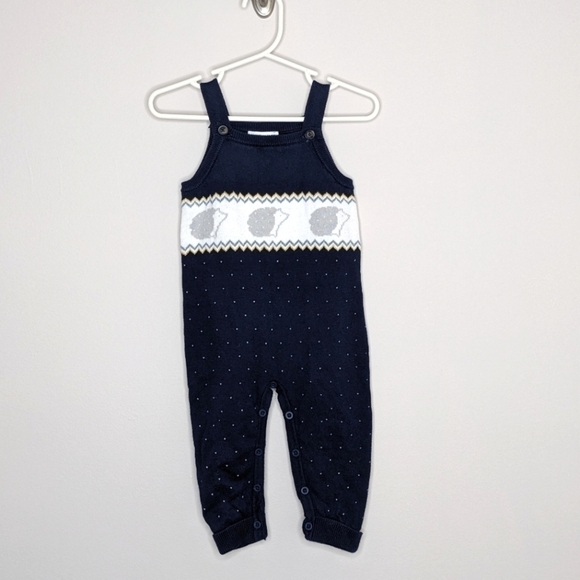 Janie and Jack Sweater Romper Hedgehog Polka Dot 6-12m - Picture 1 of 6